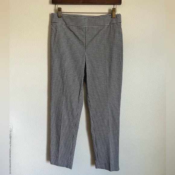 Talbots Black and White Ankle Cropped Gingham Chatham Pants - Picture 3 of 7